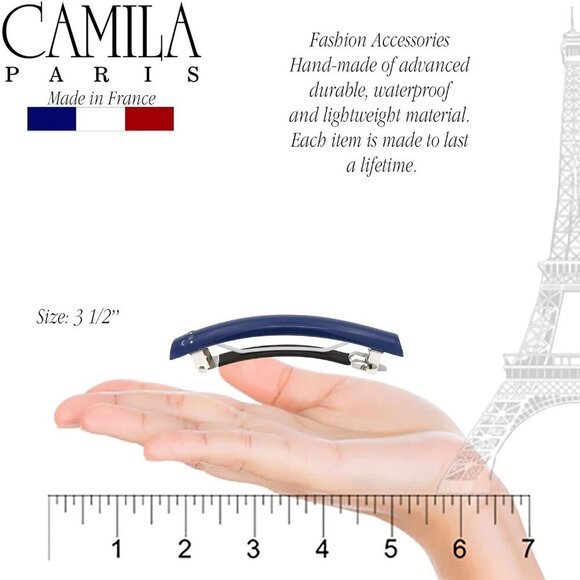 French Hair Barrette Clip Dark Blue Rubberized Metal Strong Hold No Slip main image 5